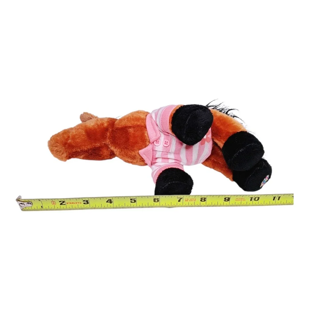Webkinz Ganz Brown Horse Plush‎ Toy Stuffed Animal Pink Striped Shirt Button Up